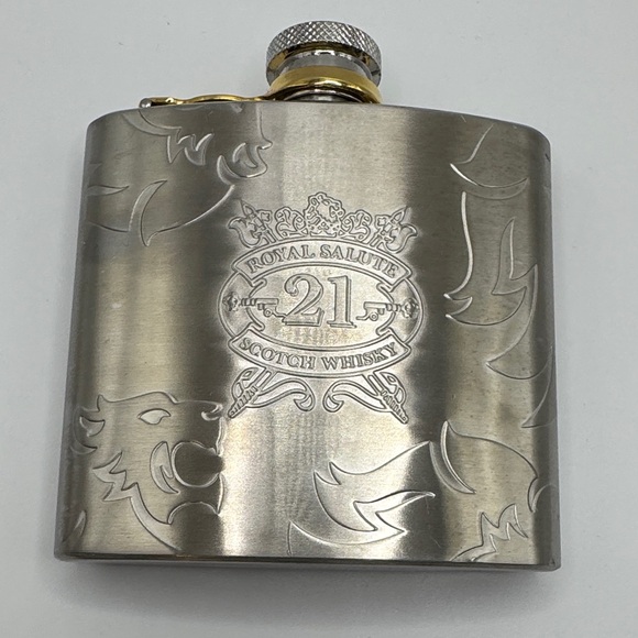 Royal Salute Scotch Whiskey Stainless Steel 4 oz Flask - Picture 2 of 14